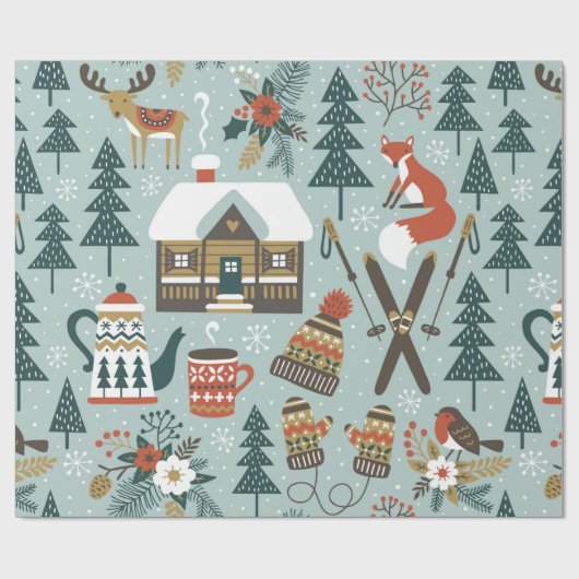 手で描いたシームレスなヴィンテージパターンかわいい前髪 ラッピングペーパー (フラット)