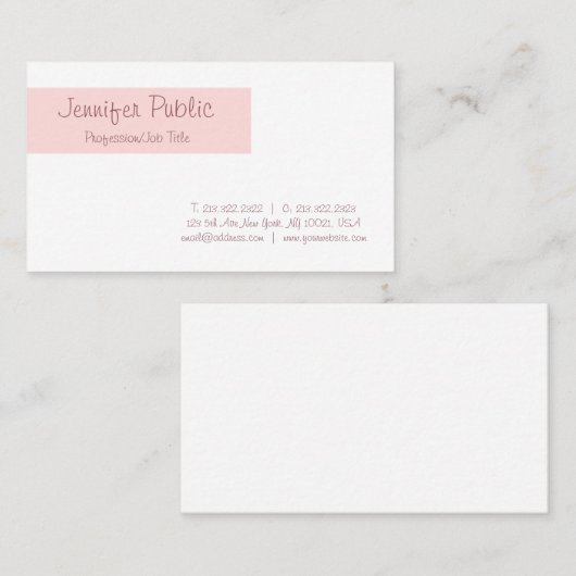 手で描いたスタイリッシュできれいなデザインの赤面のピンクの平野 名刺 (正面/裏面)