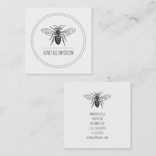 手で描いたハチの輪 スクエア名刺 (正面/裏面)