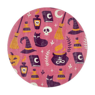 手で描いたハロウィーン、不気味なシームレスパターン。 カッティングボード