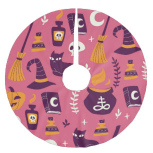 手で描いたハロウィーン、不気味なシームレスパターン。 ブラッシュドポリエステルツリースカート