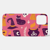 手で描いたハロウィーン、不気味なシームレスパターン。 Case-Mate iPhoneケース (裏面 (横))