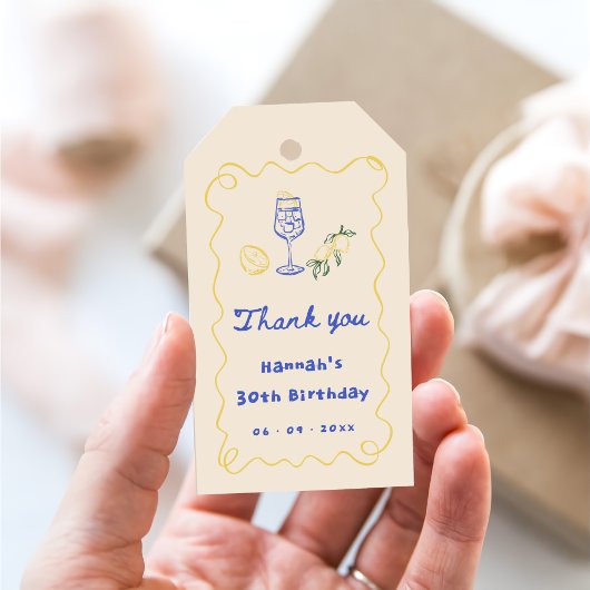 手で描いた夏の大人30歳の誕生日 ギフトタグ