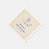 手で描いた夏の大人30歳の誕生日 スタンダードカクテルナプキン (角)