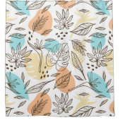 手で描いた夏の熱帯模様 シャワーカーテン (正面)