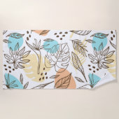 手で描いた夏の熱帯模様 ビーチタオル (正面)