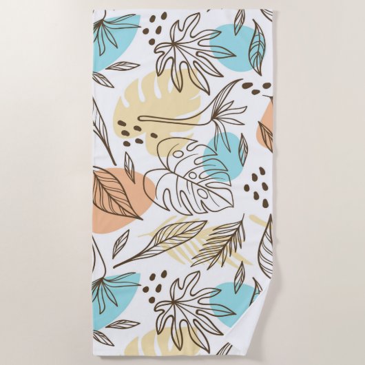 手で描いた夏の熱帯模様 ビーチタオル (正面)