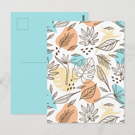 手で描いた夏の熱帯模様 ポストカード (正面/裏面)