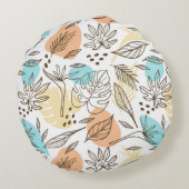 手で描いた夏の熱帯模様 ラウンドクッション (裏面)