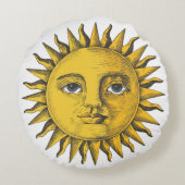 手で描いた太陽と顔デザイン ラウンドクッション (裏面)