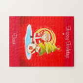 手で描いた幸せなクリスマス ジグソーパズル (横)