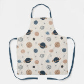 手で描いた惑星とのシームレスなパターン エプロン (正面)