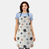 手で描いた惑星とのシームレスなパターン エプロン (着用した状態)