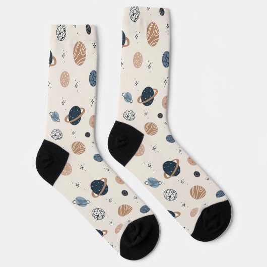 手で描いた惑星とのシームレスなパターン ソックス (右)