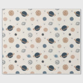 手で描いた惑星とのシームレスなパターン ラッピングペーパー (フラット)