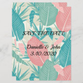 手で描いた手のひら葉の結婚 セーブザデート (正面/裏面)