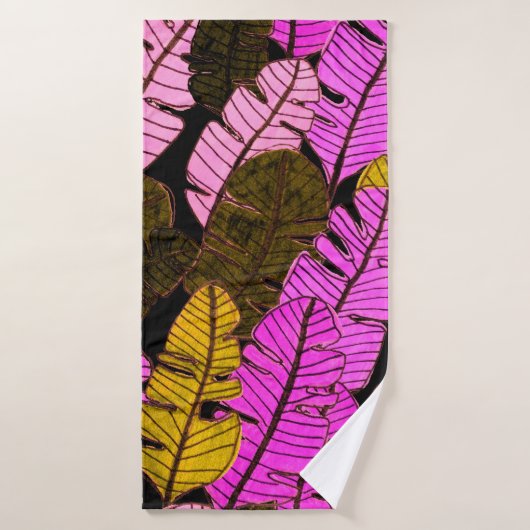 手で描いた熱帯のとシームレスなパタ葉ーン。  バスタオル (バスタオル)