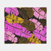 手で描いた熱帯のとシームレスなパタ葉ーン。 フリースブランケット (正面(横))