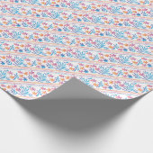 手で描いた熱帯の花、葉パターン。 ラッピングペーパー (角)