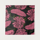 手で描いた熱帯葉のエキゾチック植物。熱帯性 タペストリー (正面(横))