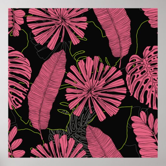 手で描いた熱帯葉のエキゾチック植物。熱帯性 ポスター (正面)