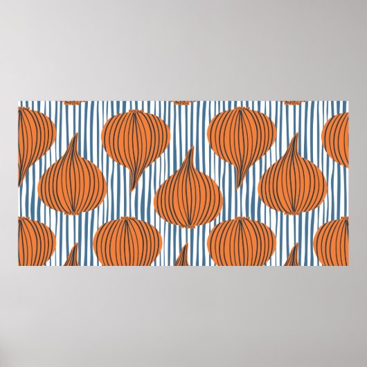 手で描いた玉ねぎ球植物壁紙。モダン ポスター (正面)