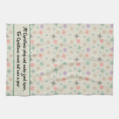 手で描いた雪片クリスマスツリー数々のカラー キッチンタオル (横)