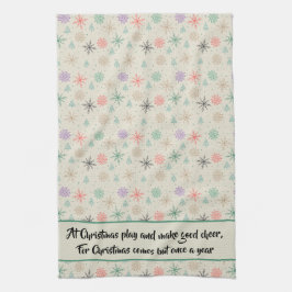 手で描いた雪片クリスマスツリー数々のカラー キッチンタオル