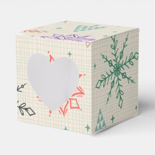 手で描いた雪片クリスマスツリー数々のカラー フェイバーボックス (正面サイド)