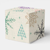 手で描いた雪片クリスマスツリー数々のカラー フェイバーボックス (裏面サイド)