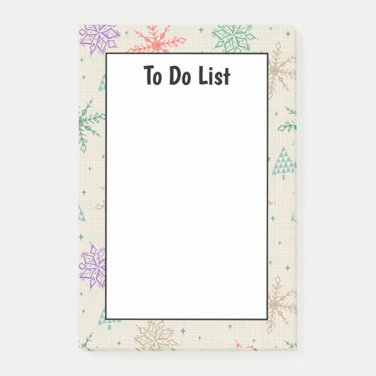 手で描いた雪片クリスマスツリー数々のカラー ポストイット (正面)