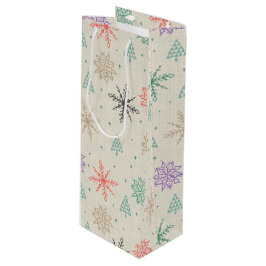 手で描いた雪片クリスマスツリー数々のカラー ワインギフトバッグ