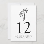 手で描いた黒いヤシの結婚木のテーブル番号 招待状 (正面)