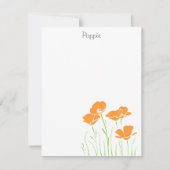 手で描いた5カリフォルニアポピーのノートカード ノートカード (正面)