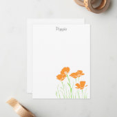 手で描いた5カリフォルニアポピーのノートカード ノートカード (正面/裏面インサイチュ)