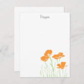 手で描いた5カリフォルニアポピーのノートカード ノートカード (正面/裏面)