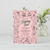 手で描お洒落いたクリスマスのパーティー 招待状 (スタンド正面)