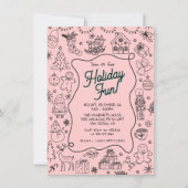 手で描お洒落いたクリスマスのパーティー 招待状 (正面)