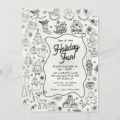 手で描お洒落いたクリスマスのパーティー 招待状 (正面/裏面)