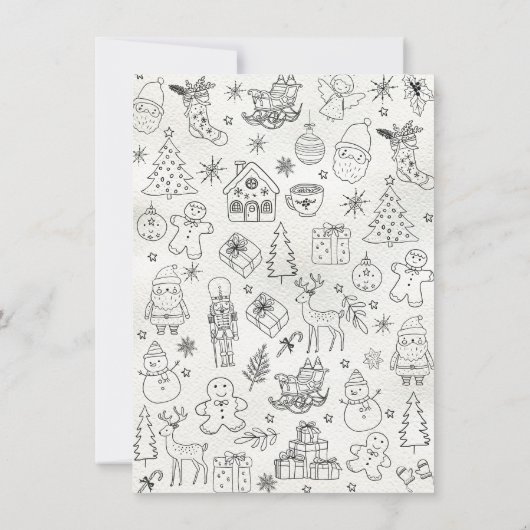 手で描お洒落いたクリスマスのパーティー 招待状 (裏面)