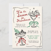 手で描お洒落いた友情クリスマスパーティー 招待状 (正面)