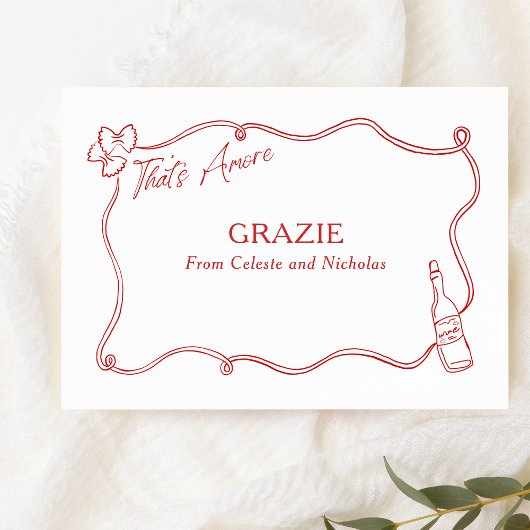 手で描かれたイタリアングラジー結婚ー サンキューカード