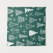 手で描かれたクリスマスツリー、冬のパターン。 タペストリー (正面(横))