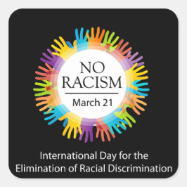 手で描かれた人種差別のカラフルなし スクエアシール