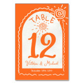 手で描かれた波状結婚アーチのテーブル番号カード テーブルナンバー (正面)