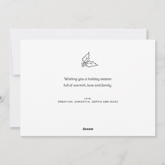 手で描かれた鱗状のドードルフレームフォトクリスマス シーズンカード (裏面)