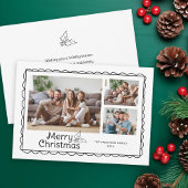 手で描かれた鱗状のドードルフレームフォトクリスマス シーズンカード