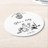 手で描ファンキーいたお洒落結婚の ラウンドペーパーコースター (アングル)