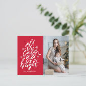 手で文字すべて穏やかである全て明るい赤の写真 シーズンポストカード (スタンド正面)