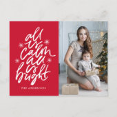 手で文字すべて穏やかである全て明るい赤の写真 シーズンポストカード (正面)